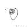 CZ PAVED HEART 316L SURGICAL STEEL O-RING NOSE HOOP
